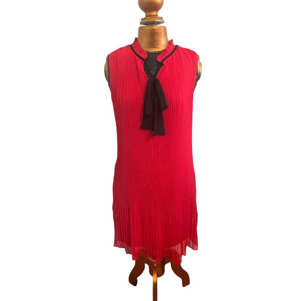 NWOT DKNY Red Sleeveless Chiffon Shift Dress w/Bl… - image 1