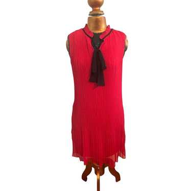 NWOT DKNY Red Sleeveless Chiffon Shift Dress w/Bl… - image 1