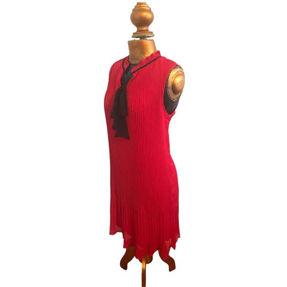 NWOT DKNY Red Sleeveless Chiffon Shift Dress w/Bl… - image 3