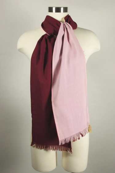 Pink wool color block long scarf 60s 70s deadstock