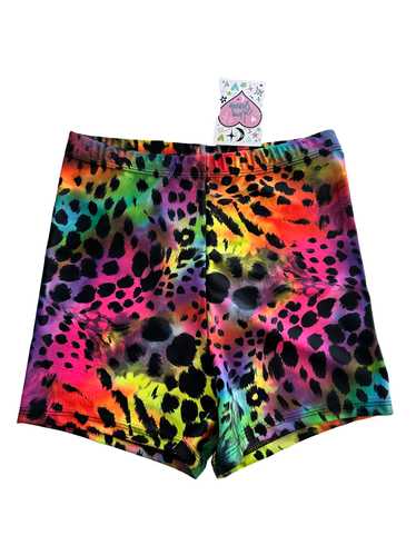 Freedom Rave Wear Lime Blonde Leopard Rainbow Shor