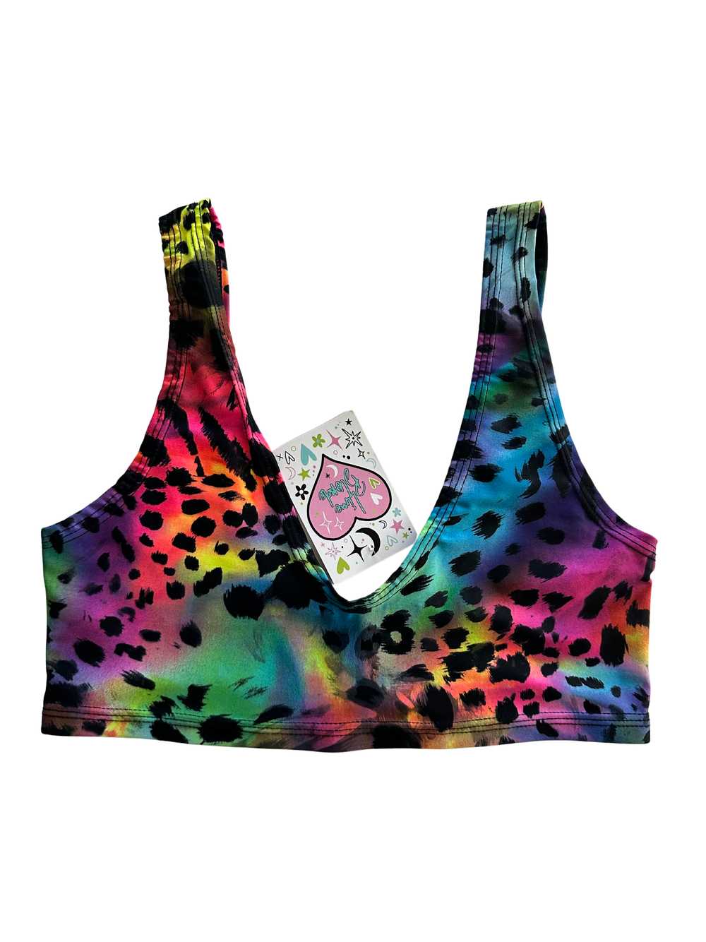 Freedom Rave Wear Lime Blonde Leopard Rainbow Cro… - image 1