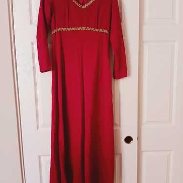 Vintage Red Velvet Dress Gold Trim Regent Hollywo… - image 1