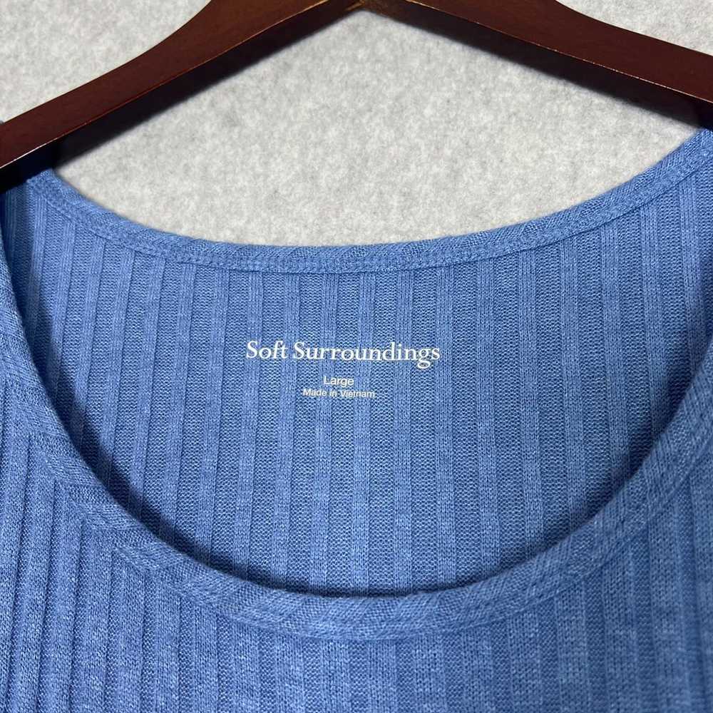 Soft Surroundings Blue Textured Short Sleeve Sant… - image 5