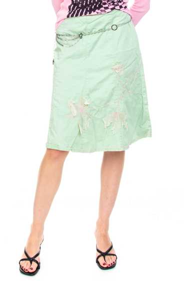 Vintage Y2K Mint Flower Stitched Skirt - S