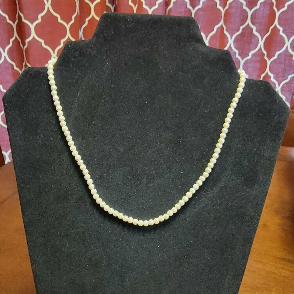 Brand 1928 Cream Faux Pearl Necklace Vintage 16" - image 1