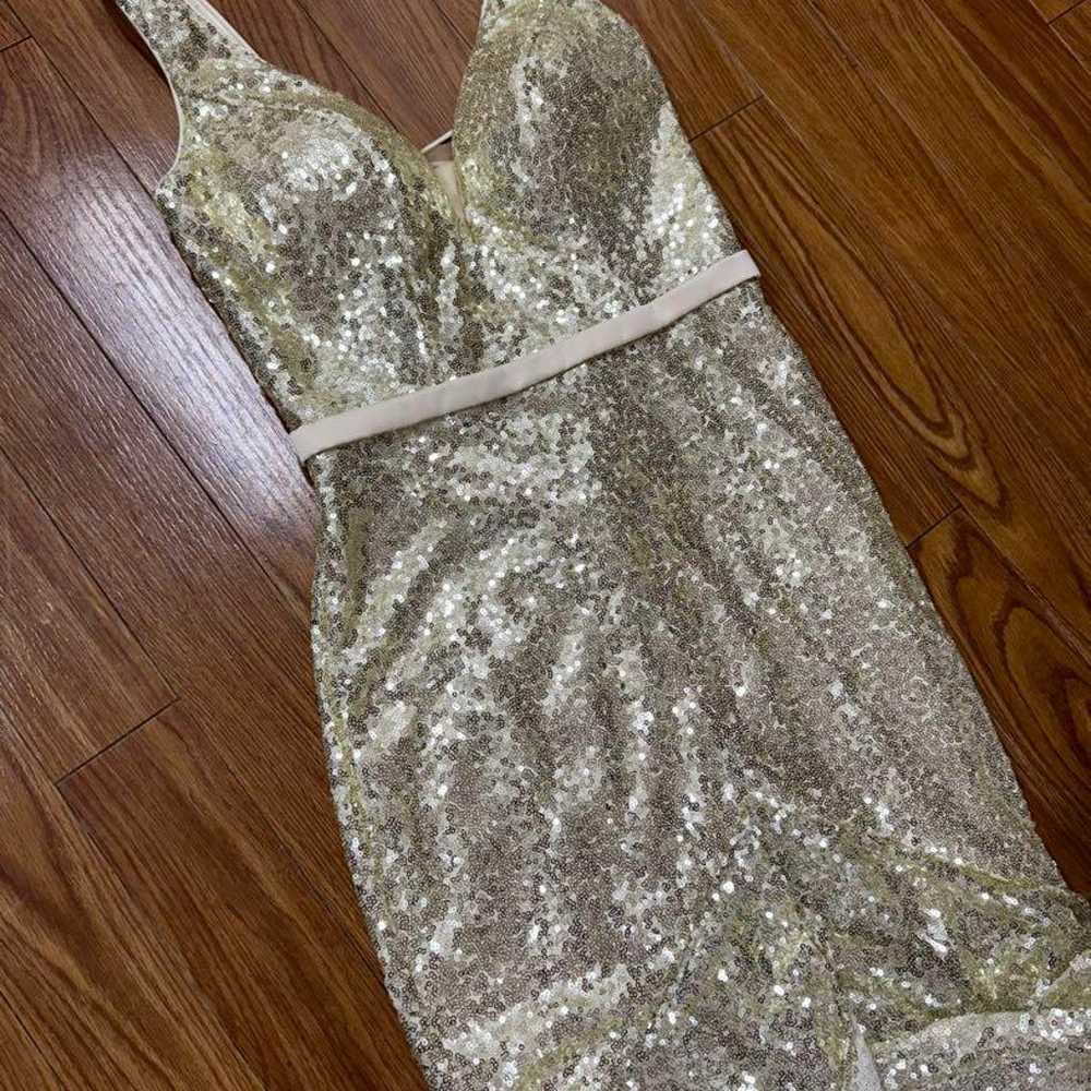 Gold Sequin Frilled Dress - image 2