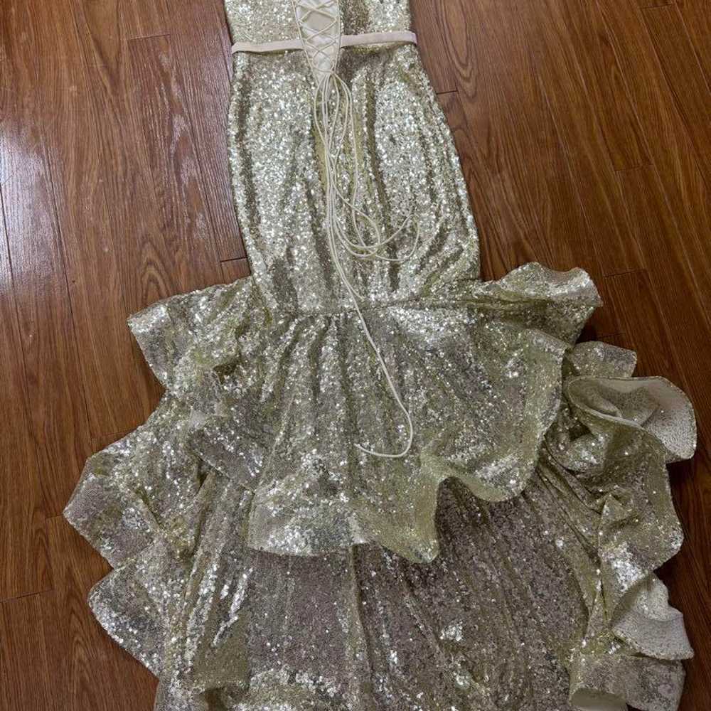 Gold Sequin Frilled Dress - image 6