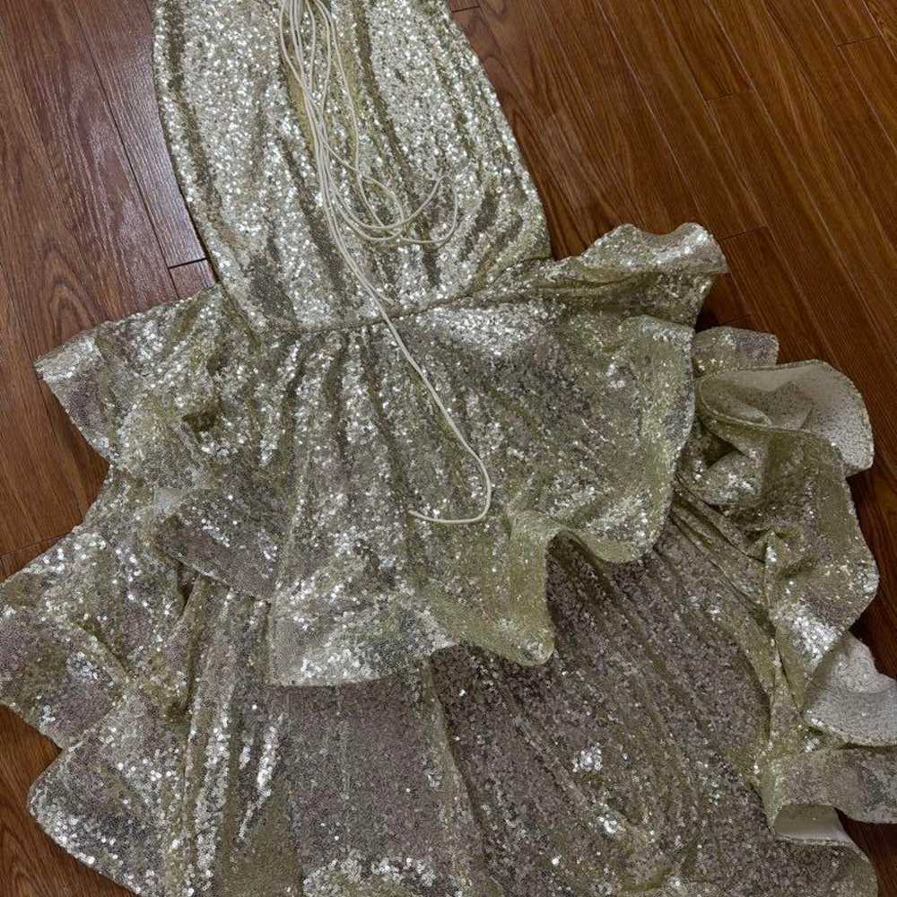 Gold Sequin Frilled Dress - image 7