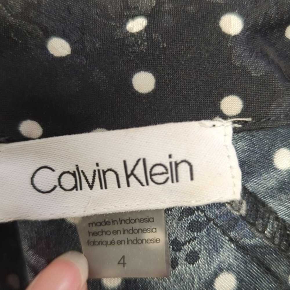 Calvin Klein Polka Dot Satin Midi Dress Black Whi… - image 6