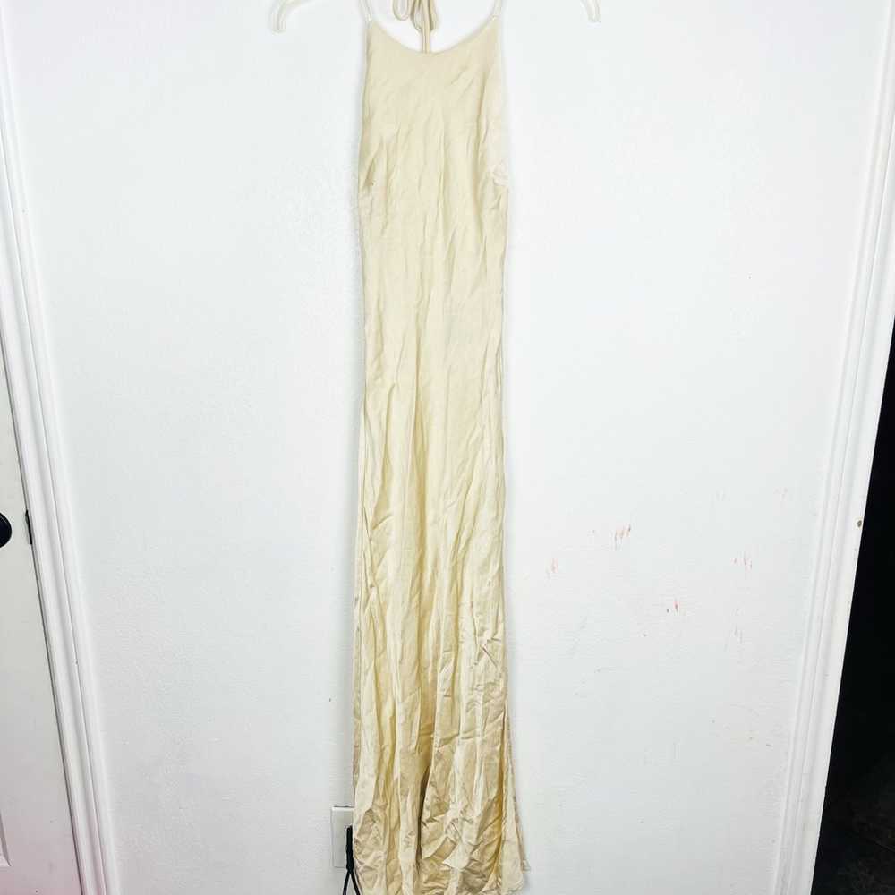 Bardot size S champagne halter maxi evening dress - image 2