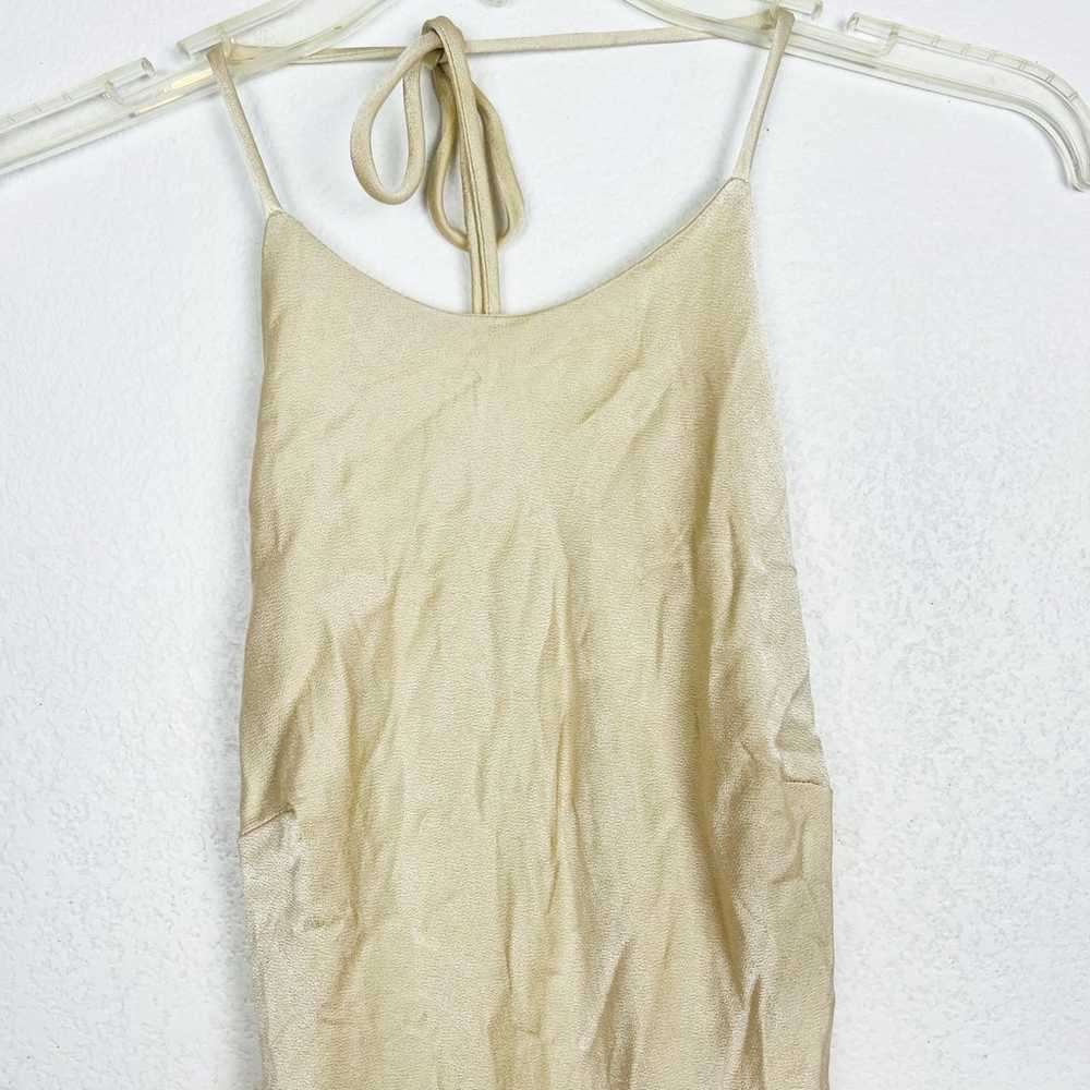 Bardot size S champagne halter maxi evening dress - image 3