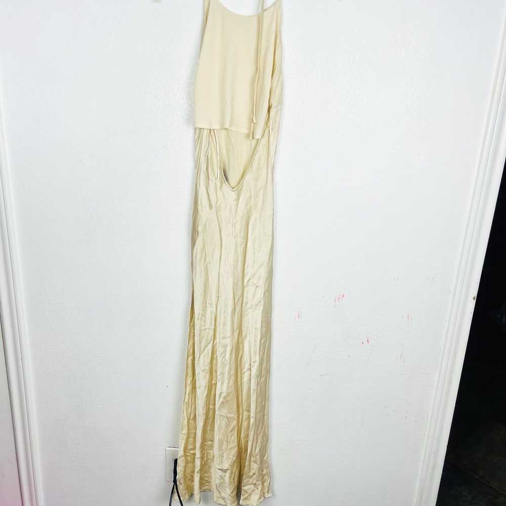 Bardot size S champagne halter maxi evening dress - image 5