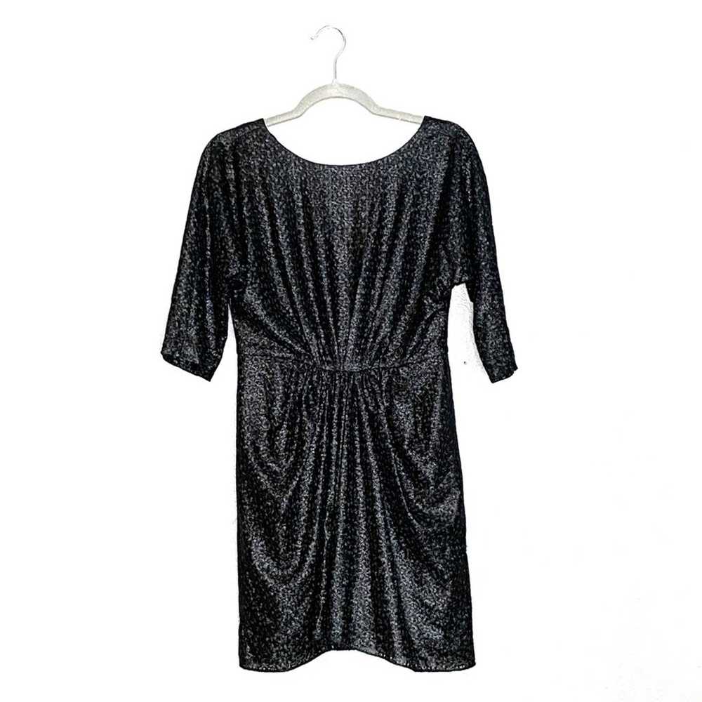 Tibi Black Metallic Knit 3/4 Sleeve Mini Dress Sz… - image 1