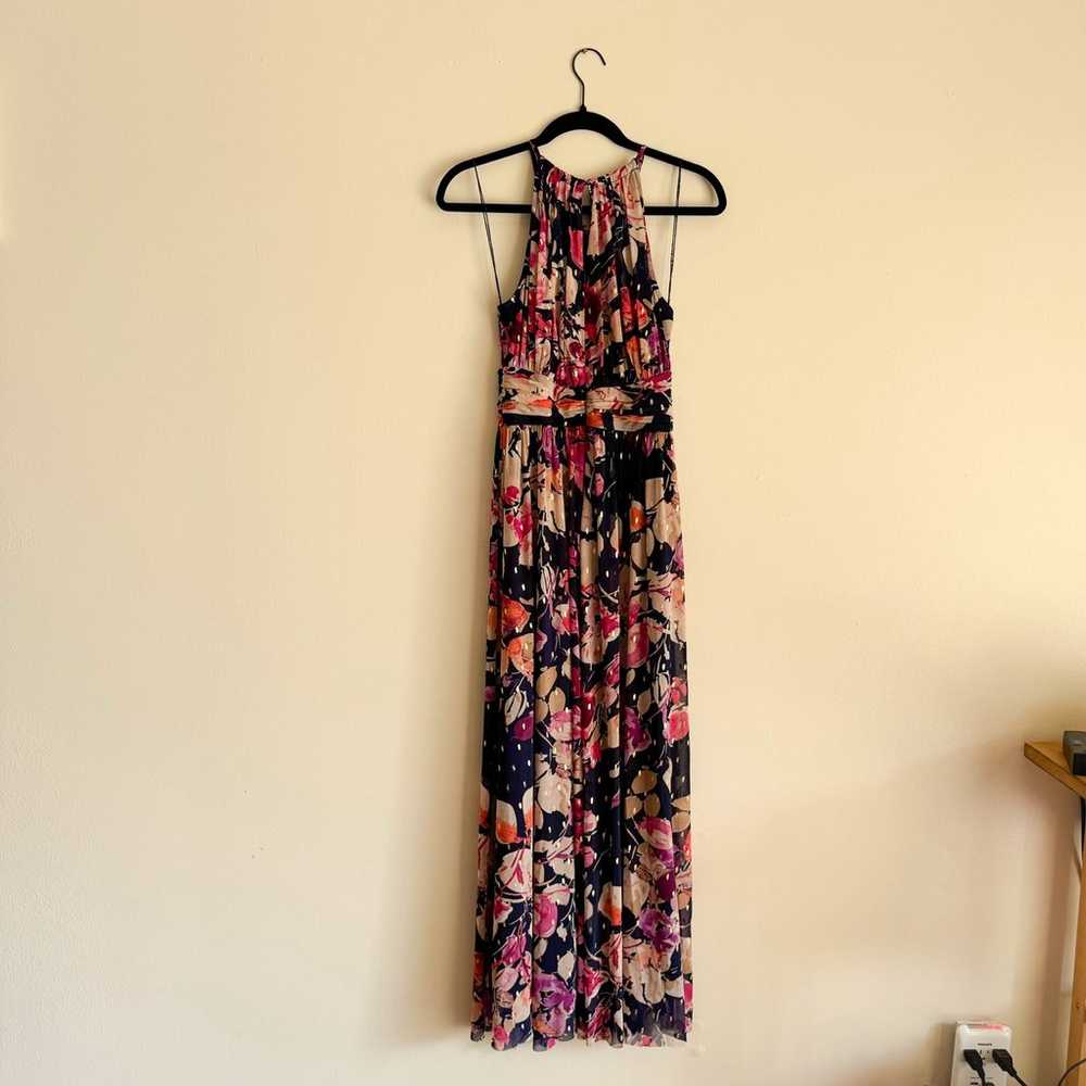 London Times Navy Floral Shimmer Halter Maxi Even… - image 8