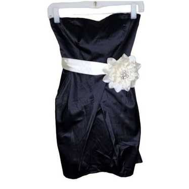 Vintage Y2K Strapless Mini Cocktail Dress Flower … - image 1