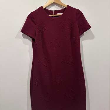 Calvin Klein burgundy flower embossed shift dress 