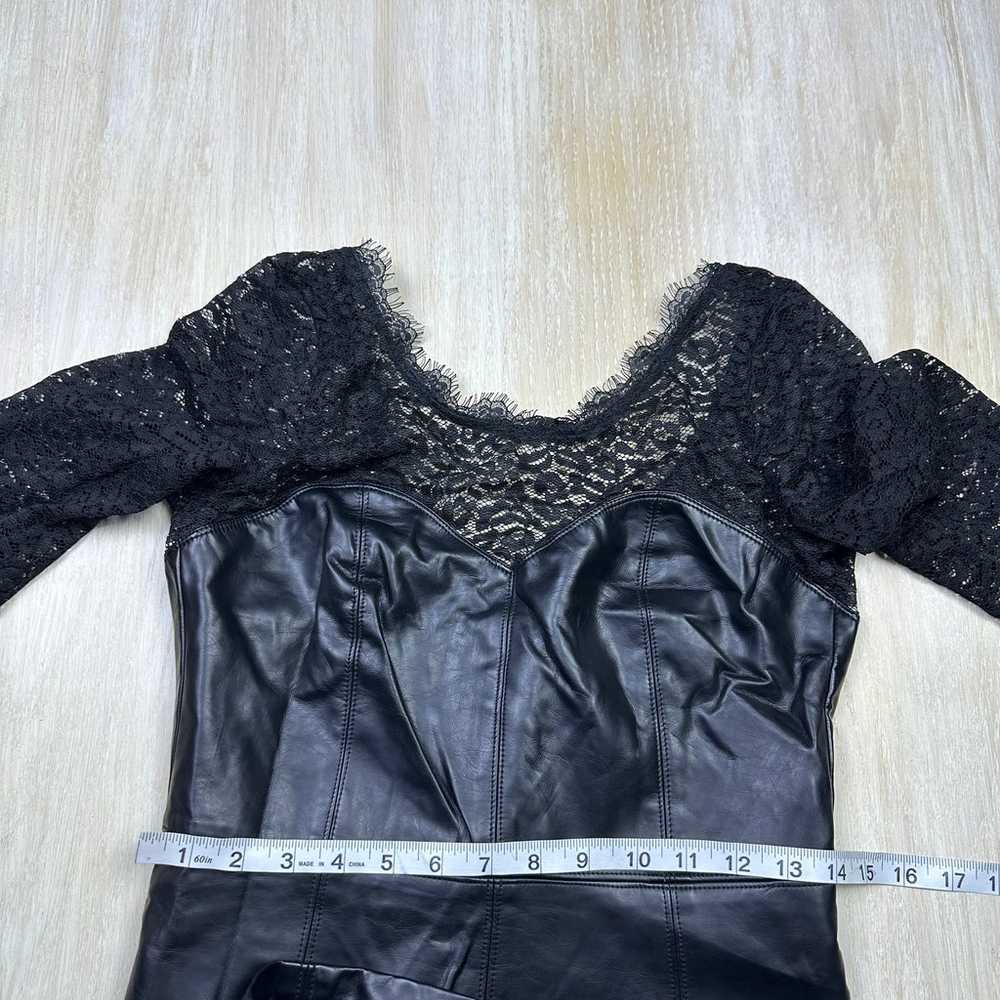 Free People Black Faux Leather Lace Long Sleeve C… - image 10