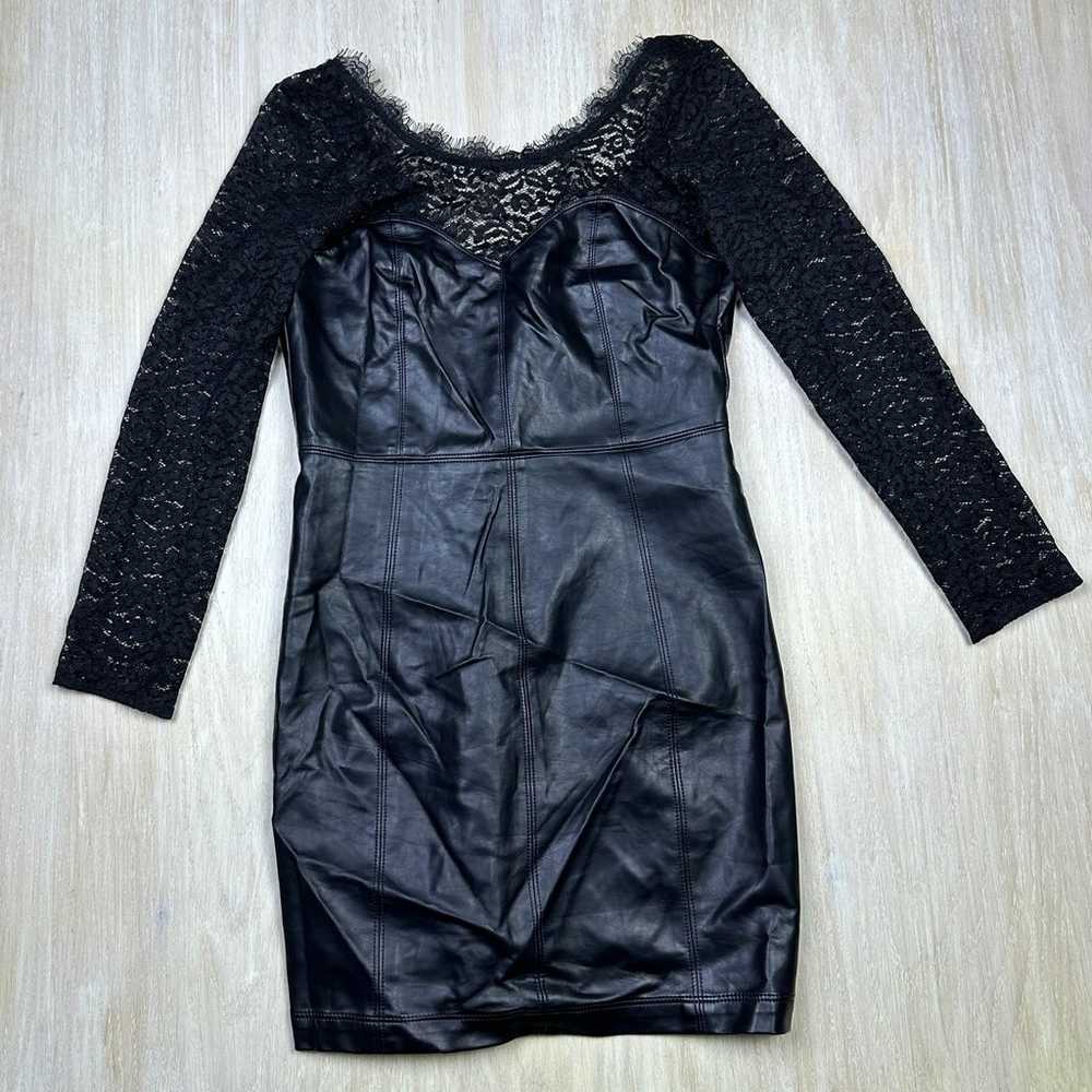 Free People Black Faux Leather Lace Long Sleeve C… - image 1