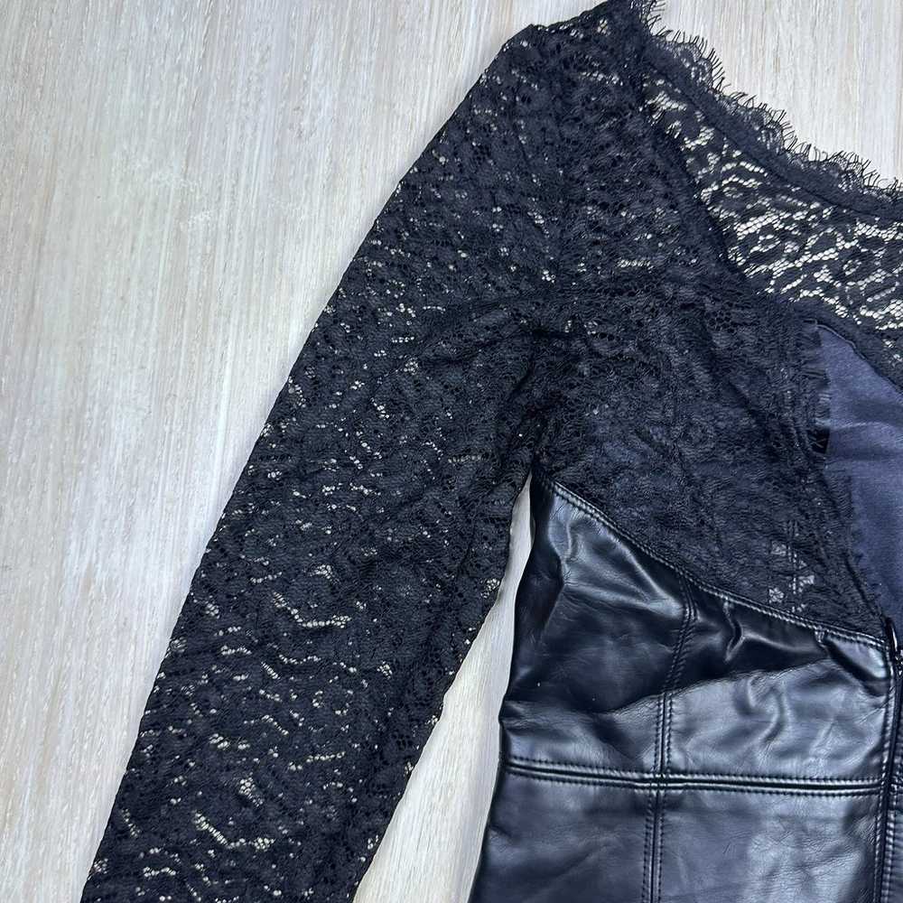 Free People Black Faux Leather Lace Long Sleeve C… - image 6