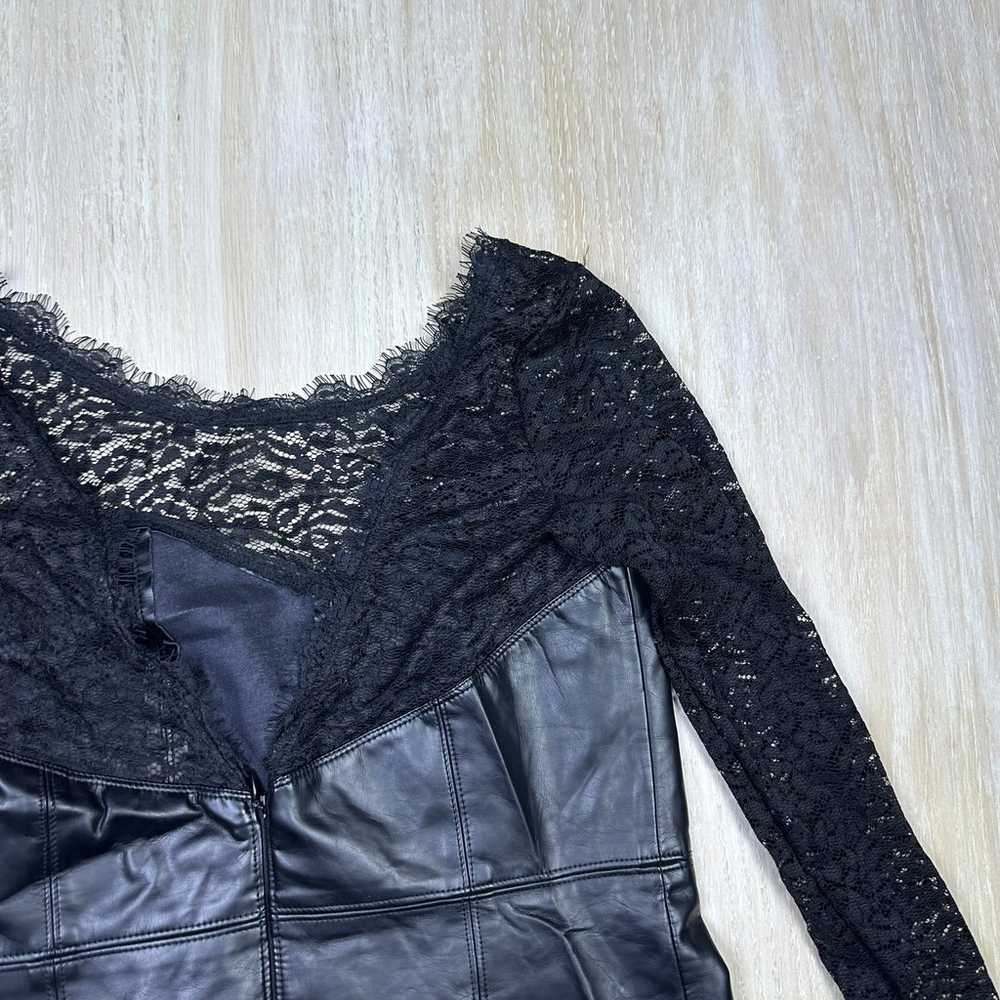 Free People Black Faux Leather Lace Long Sleeve C… - image 7