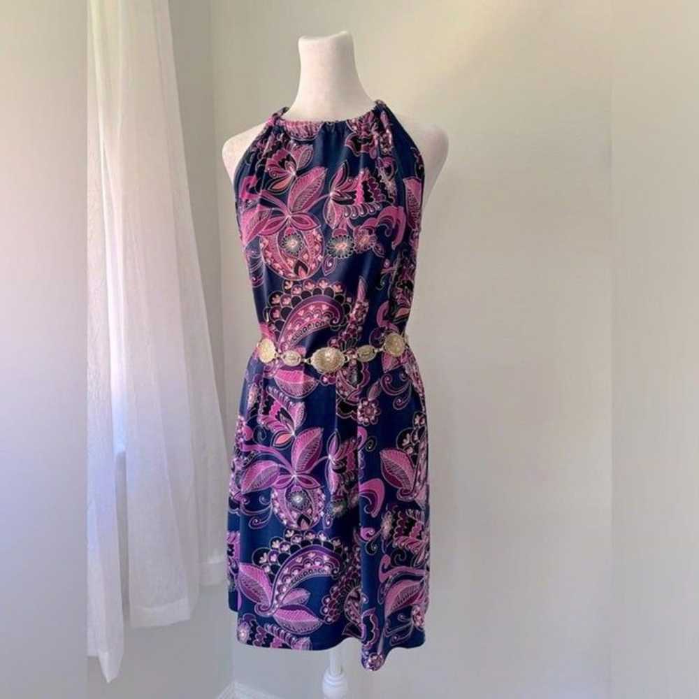 Trina Turk Floral Print Halter Neck Shift Dress - image 2