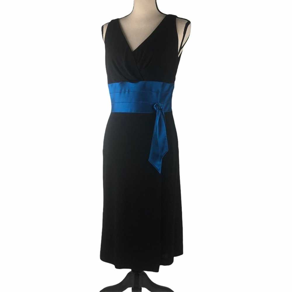 Kay Unger black/blue sash dress Size 10 - image 1