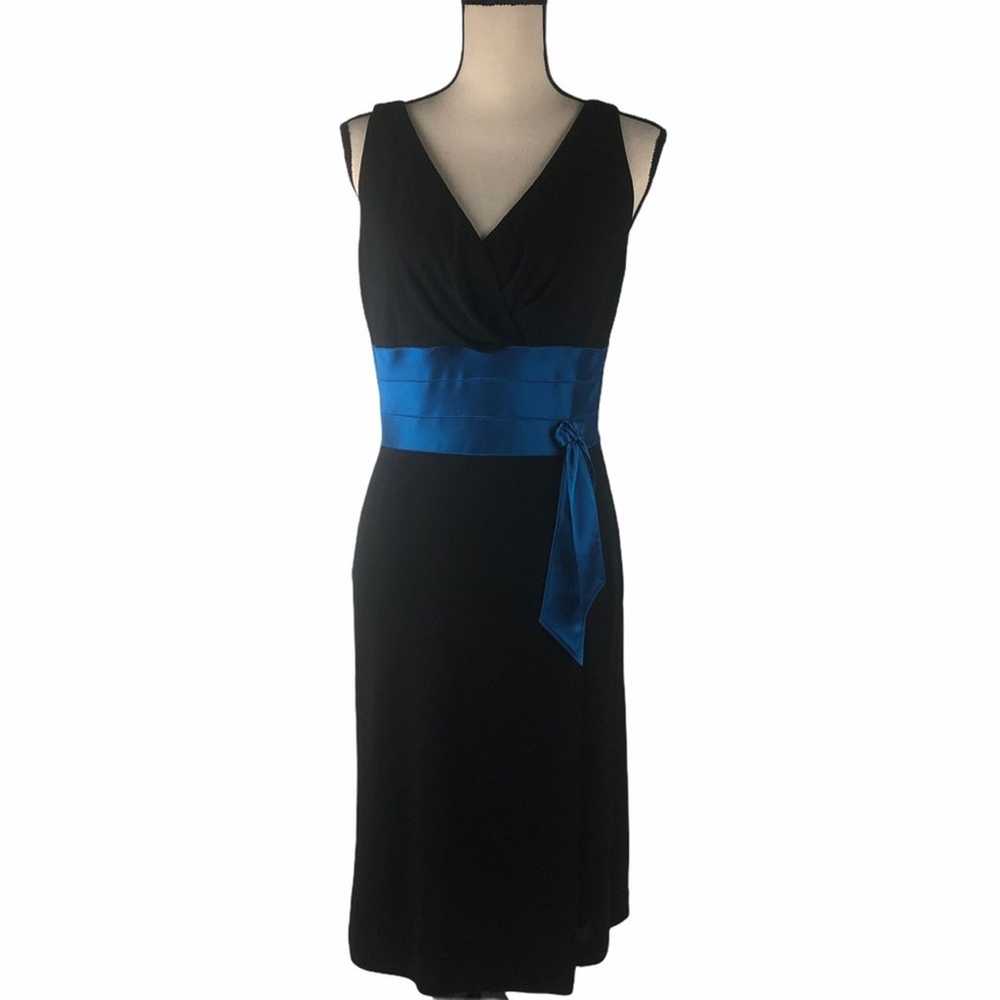 Kay Unger black/blue sash dress Size 10 - image 2