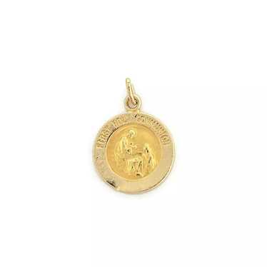 Vintage First Holy Communion Small Disk Pendant C… - image 1