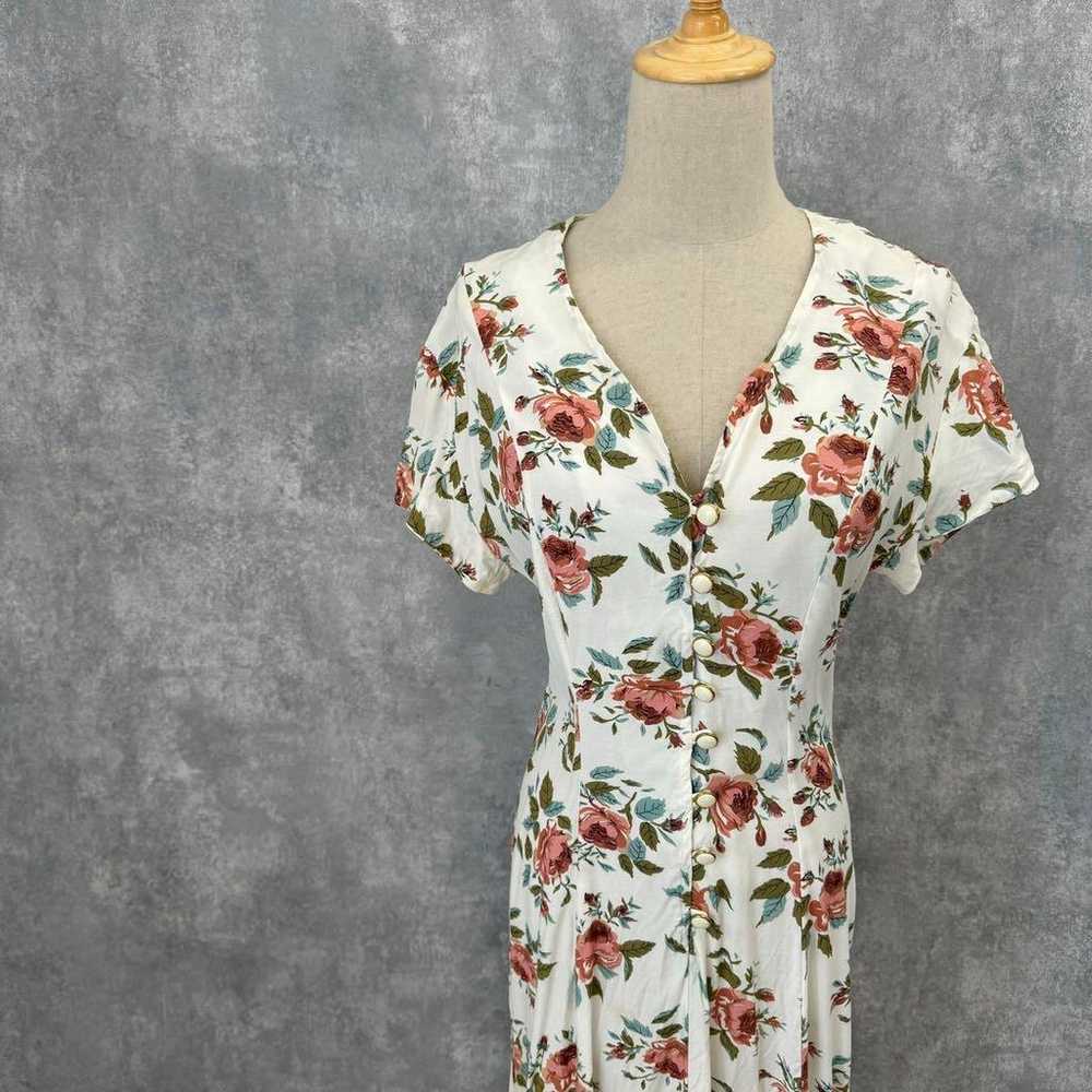 Flower pattern botanical retro one-piece dress wi… - image 1