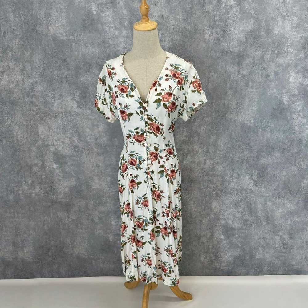 Flower pattern botanical retro one-piece dress wi… - image 2