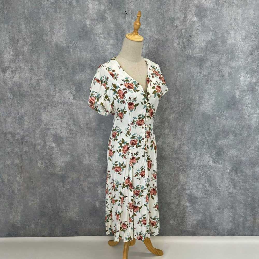 Flower pattern botanical retro one-piece dress wi… - image 3