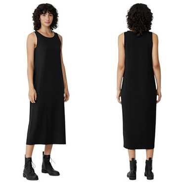 EILEEN FISHER Tank Dress, Black Viscose Sleeveles… - image 1