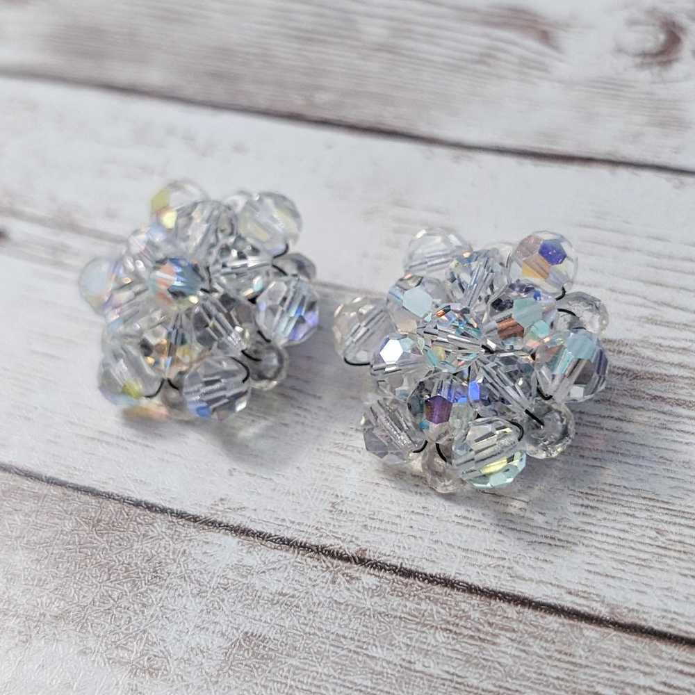 Vintage Clip On Earrings Beaded Cluster - Large -… - image 2