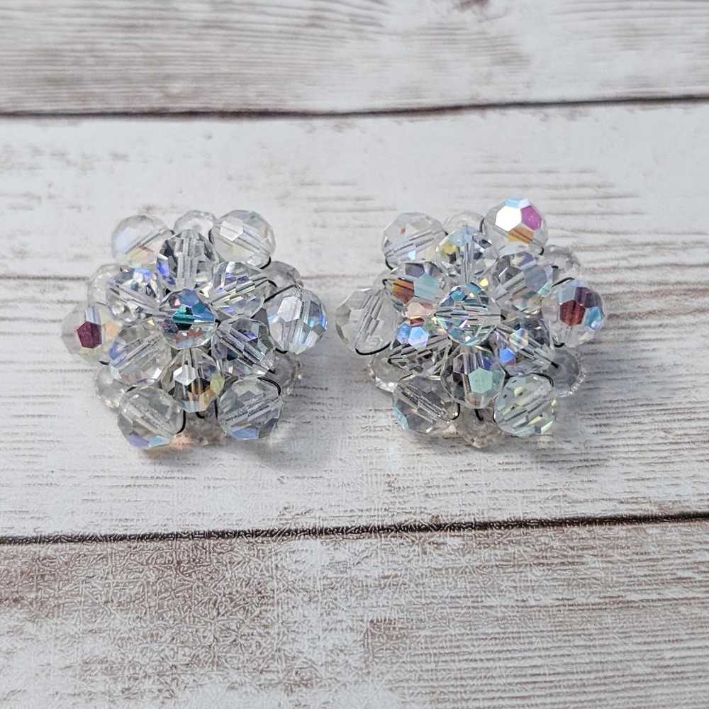 Vintage Clip On Earrings Beaded Cluster - Large -… - image 4