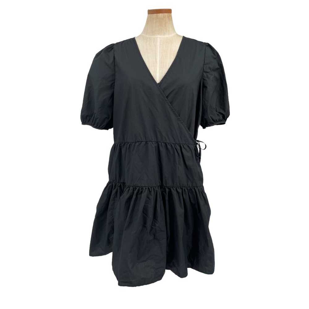 J Crew 2 pc  Black Wrap Dress & Slip Short Puff S… - image 2