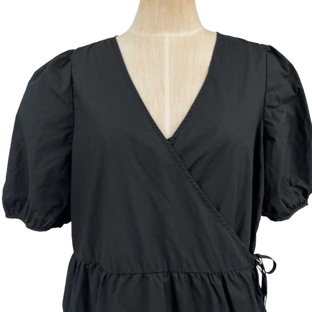 J Crew 2 pc  Black Wrap Dress & Slip Short Puff S… - image 3