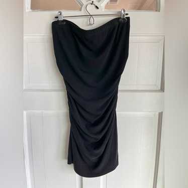 New free people ruched black strapless mini dress