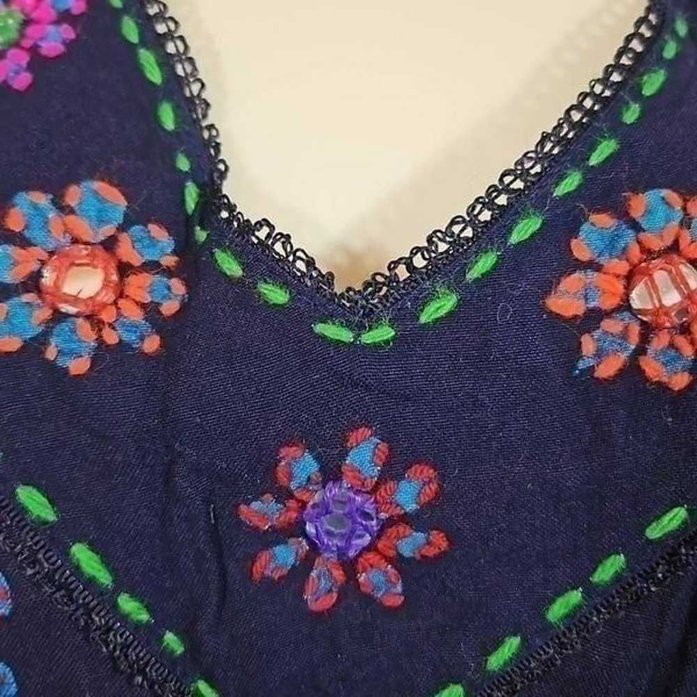 Vintage Floral Tie Dye Hippie Embroidered Shoreli… - image 6