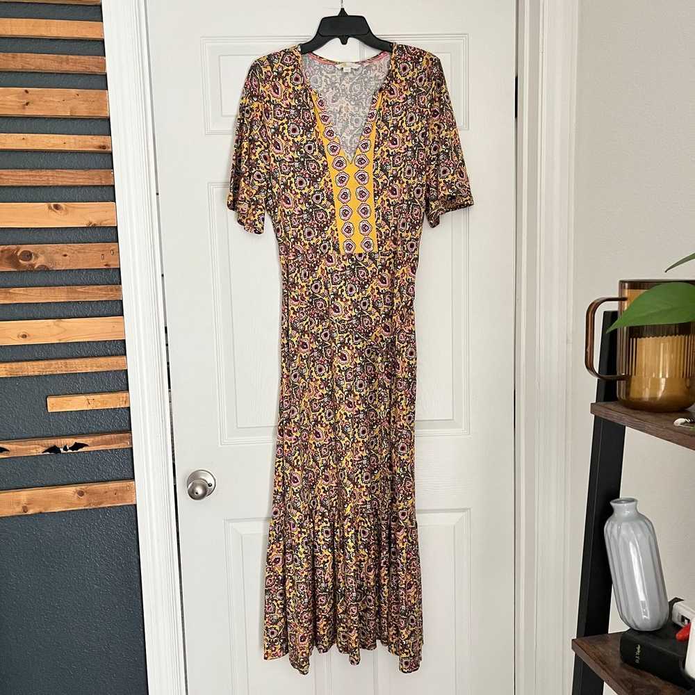 Boden notch neck short sleeve maxi dress paisley … - image 5