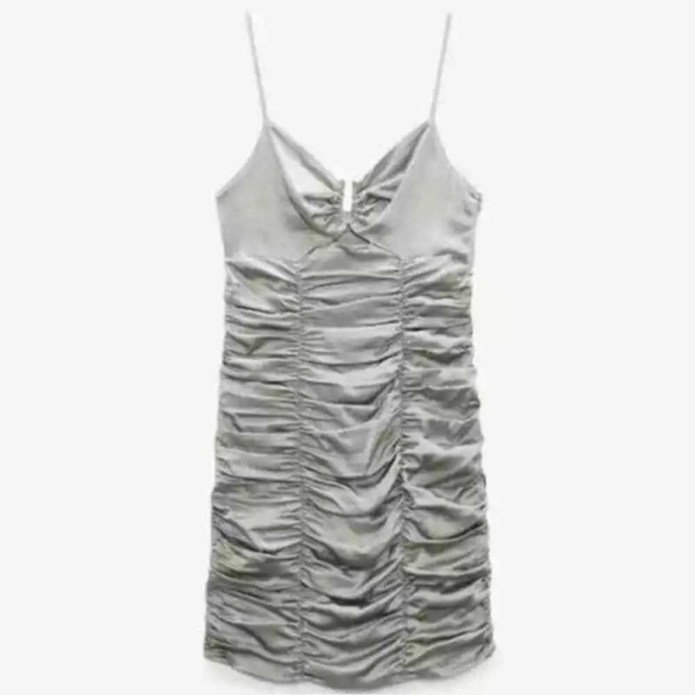 Zara Silver Satin Effect Draped Bodycon Cocktail … - image 4