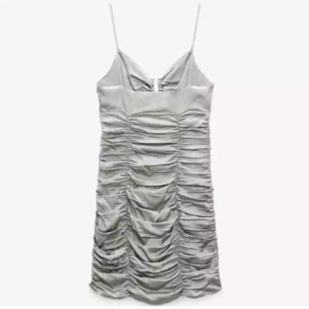 Zara Silver Satin Effect Draped Bodycon Cocktail … - image 5