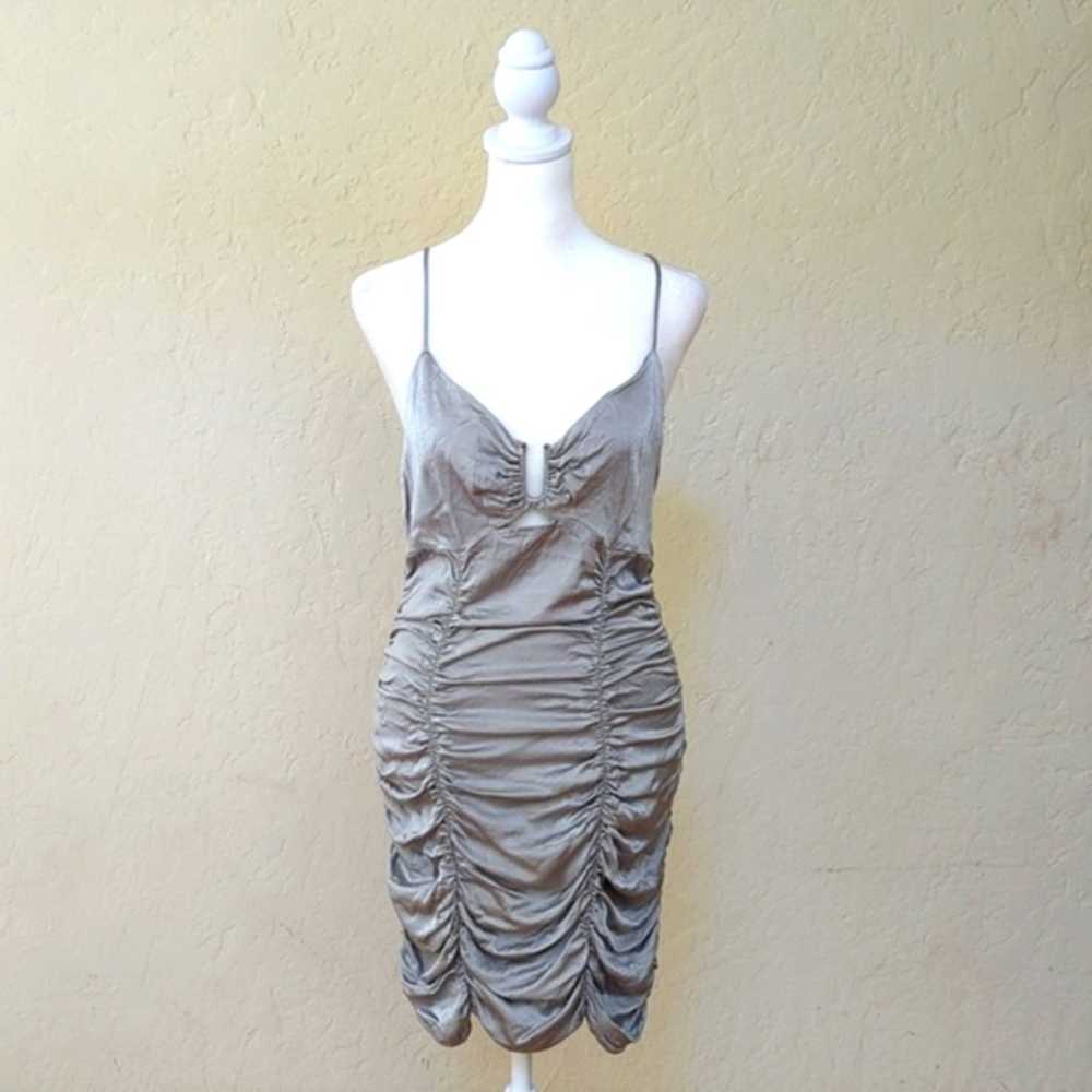 Zara Silver Satin Effect Draped Bodycon Cocktail … - image 6