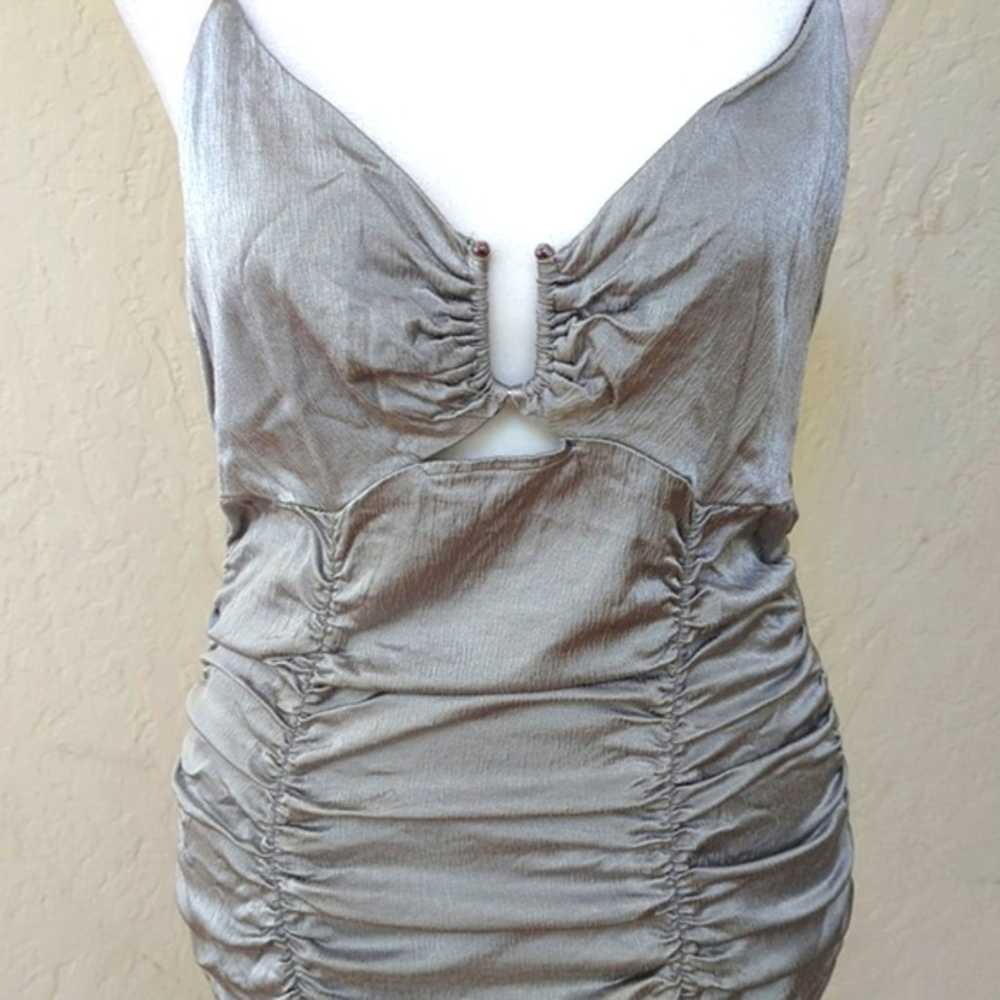 Zara Silver Satin Effect Draped Bodycon Cocktail … - image 7