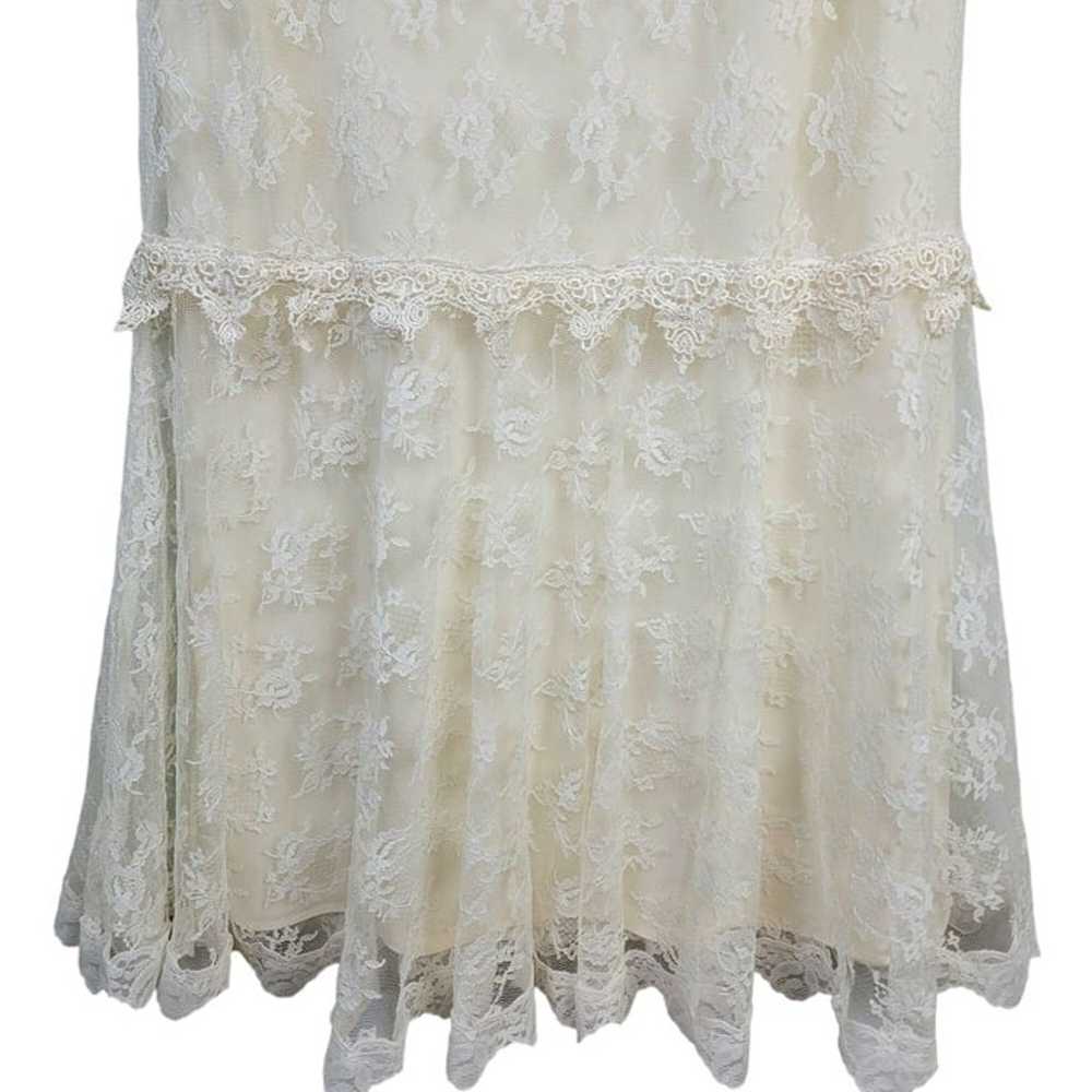 Vintage 80s Lace Midi Dress Women 12 Cream 20s St… - image 8