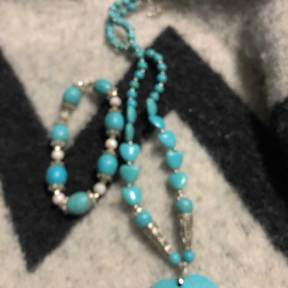 Faux turquoise heart necklace and bracelet - image 2