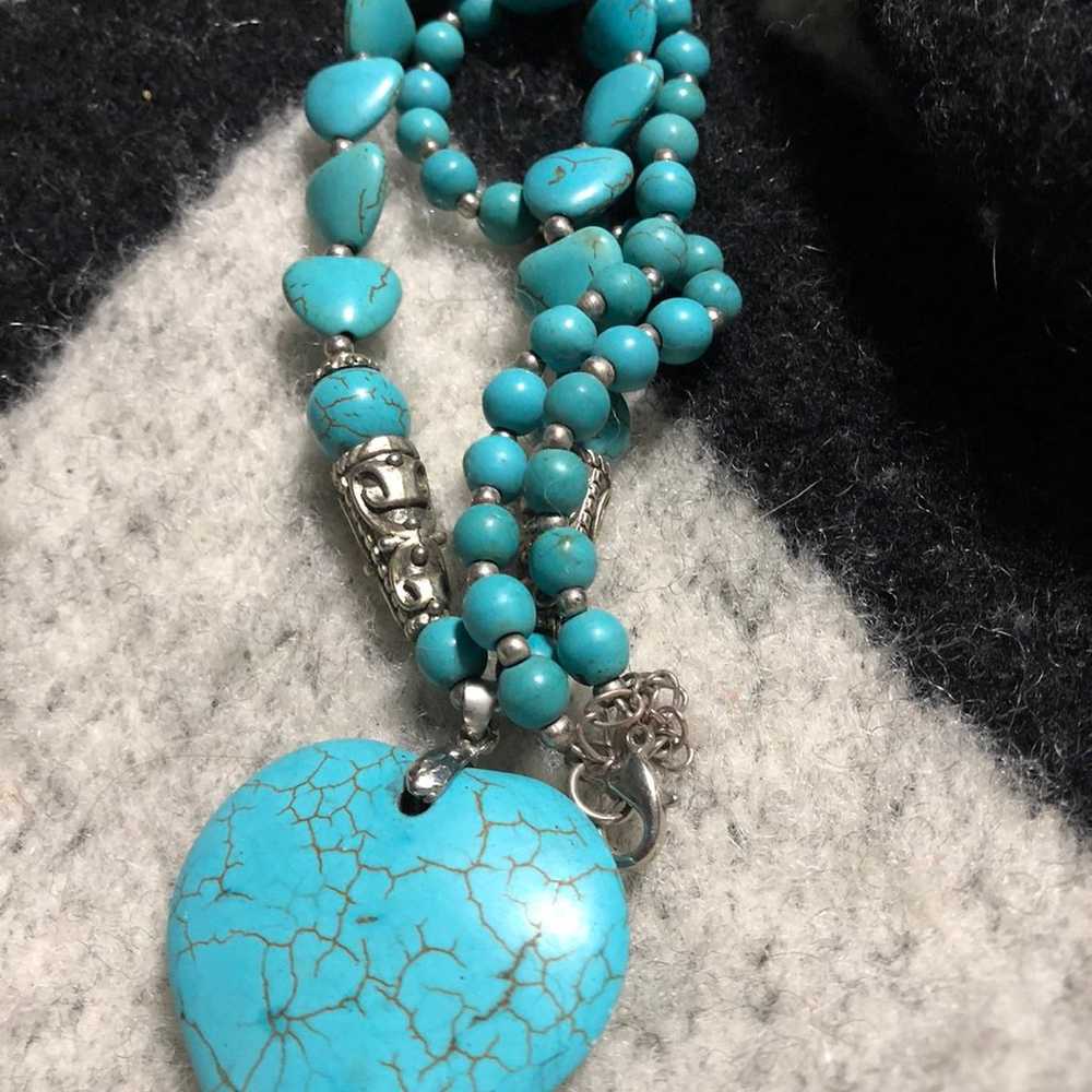 Faux turquoise heart necklace and bracelet - image 3