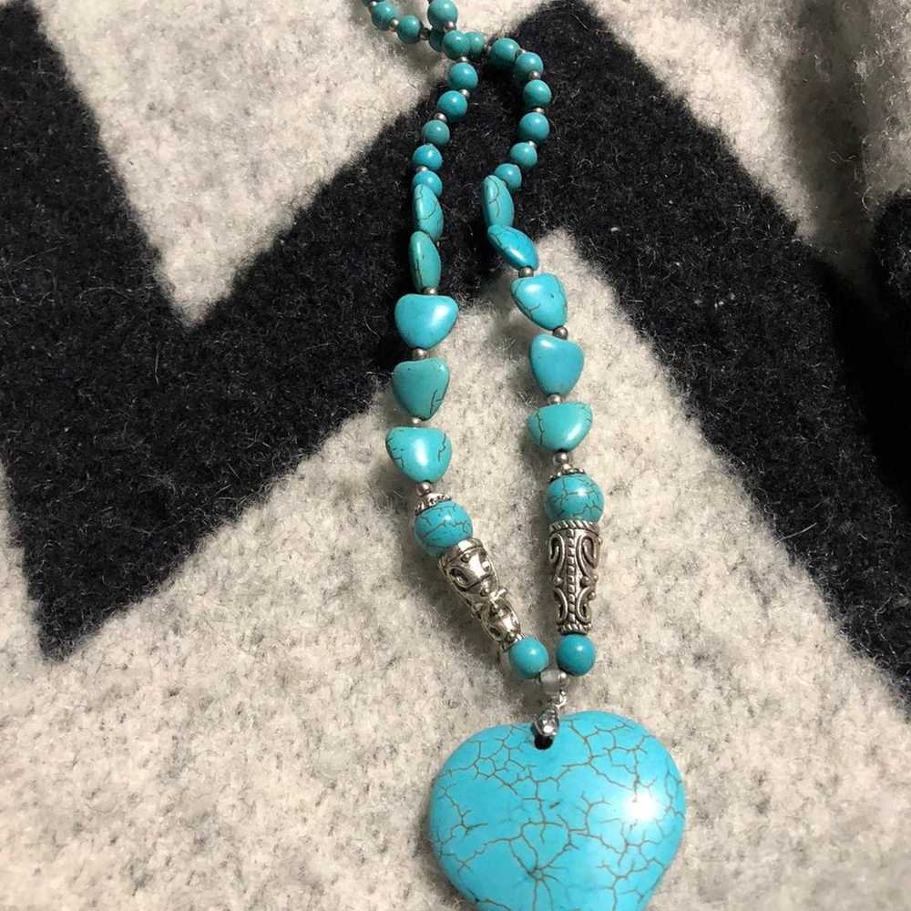 Faux turquoise heart necklace and bracelet - image 4