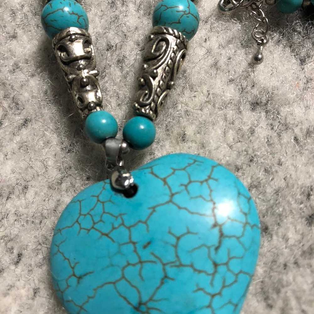 Faux turquoise heart necklace and bracelet - image 8