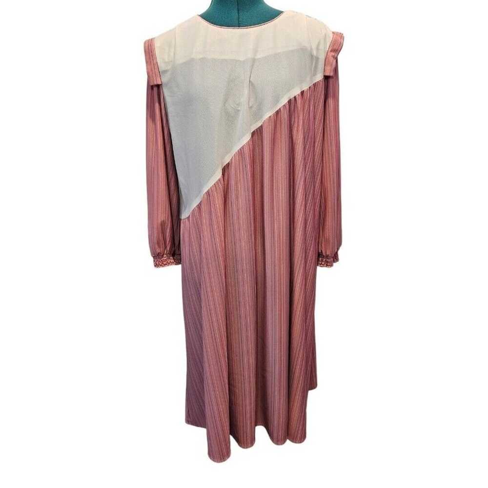 Womens Vintage 70s pink pinstripe babydoll midi d… - image 1